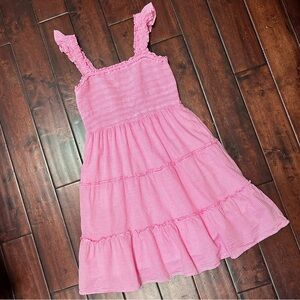 J. Crew - Pink Striped Tiered Sundress Cotton
